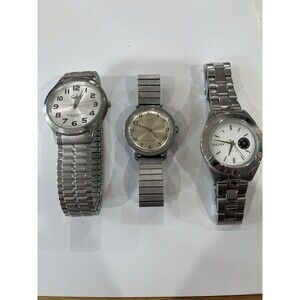 Watch Lot DKNY Timex Speidel Wristwatches Quartz Silver Tone Bundle
